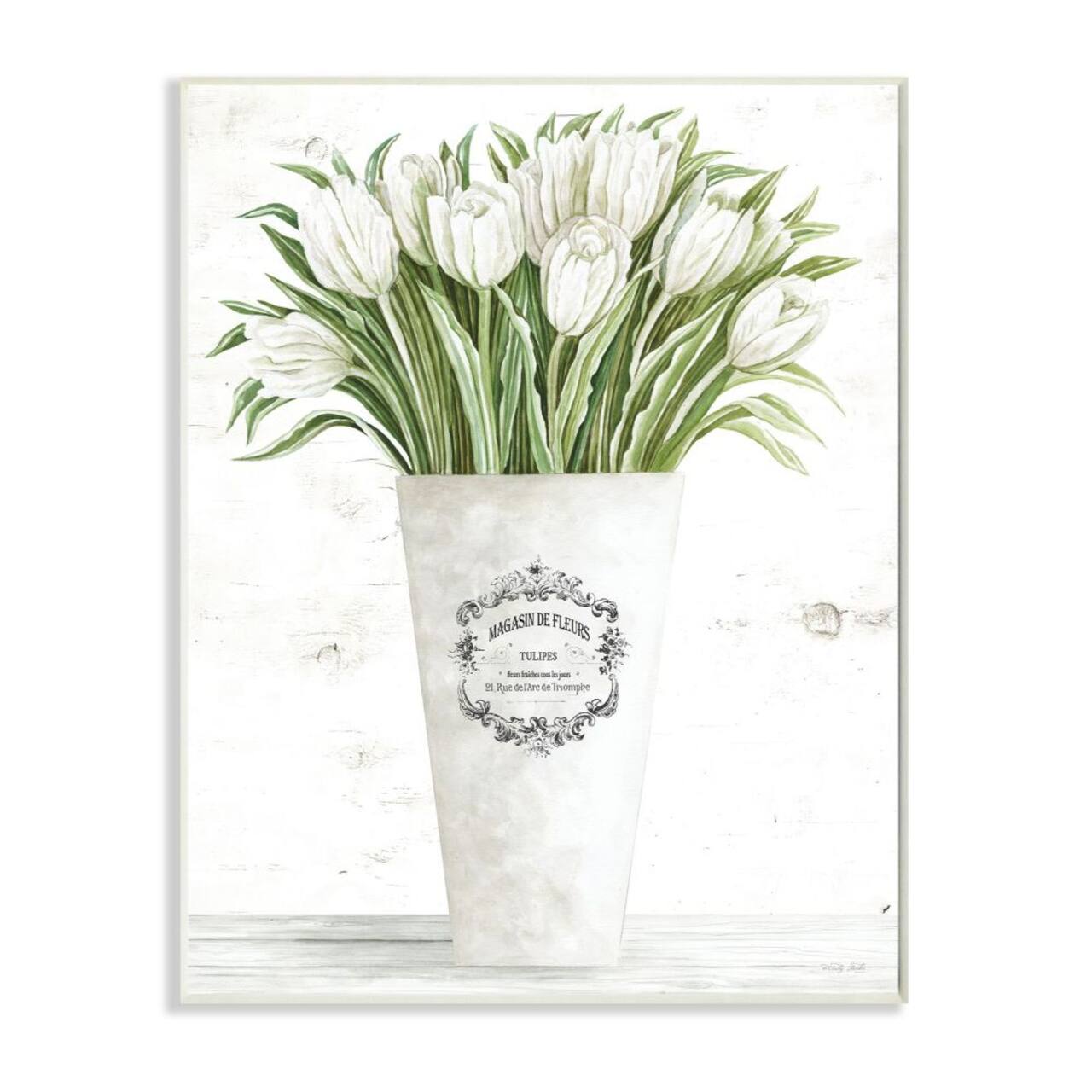 Stupell Industries White Tulip Bouquet in Parisian Vase Wall Plaque